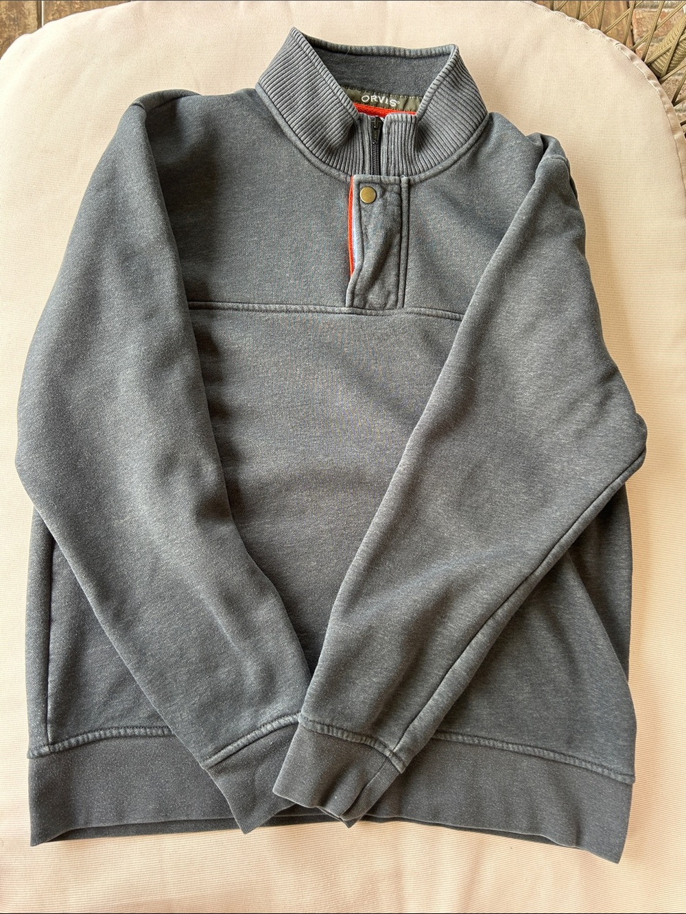 Orvis Men's Charcoal Half-Zip Pullover with Orange Trim